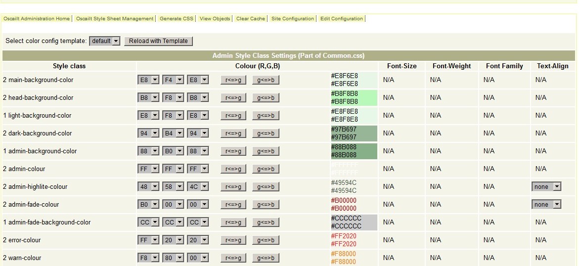 Fig 5.5b: Part of the Generate CSS Stylesheets admin page